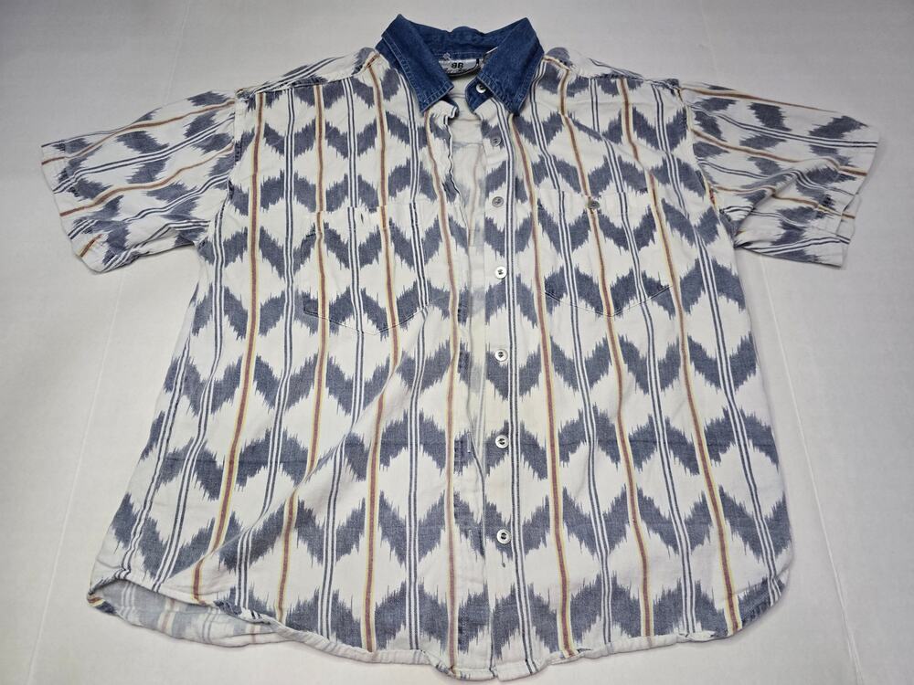 Vintage 90s Bill Blass Men's Ikat Shirt Medium Southwestern 100% Cotton